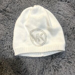 Michael Kors White Beanie with gold jewels